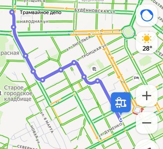 Яндекс карты не фиксируют ни одного трамвая на оставшемся втором маршруте сегодня утром