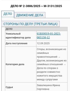 Это открытая часть информации на сайте городского суда